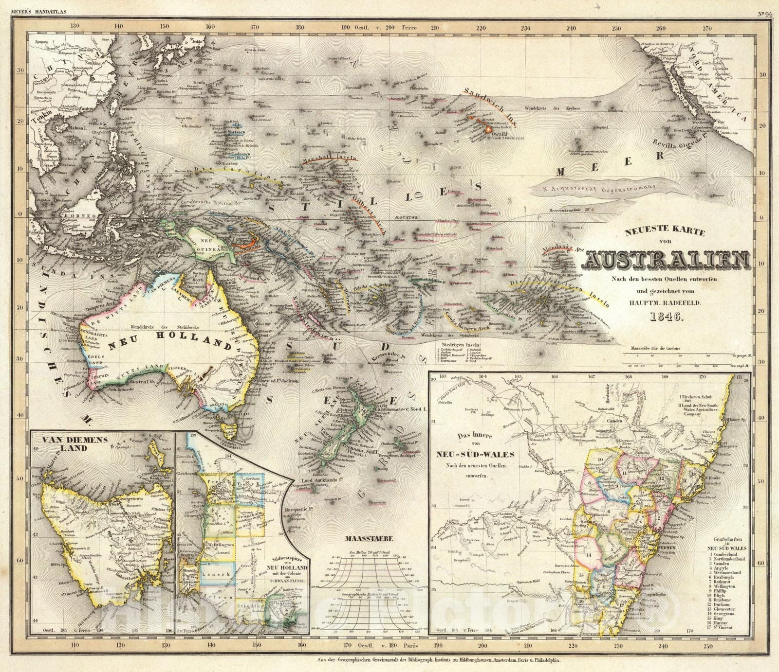 Historic Map : Australien., 1846, Vintage Wall Art