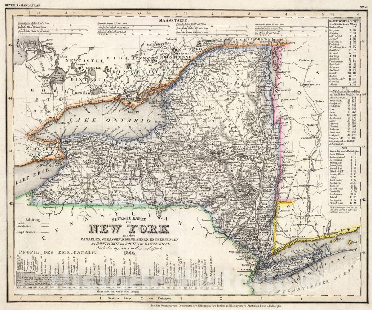 Historic Map : New York., 1844, Vintage Wall Art
