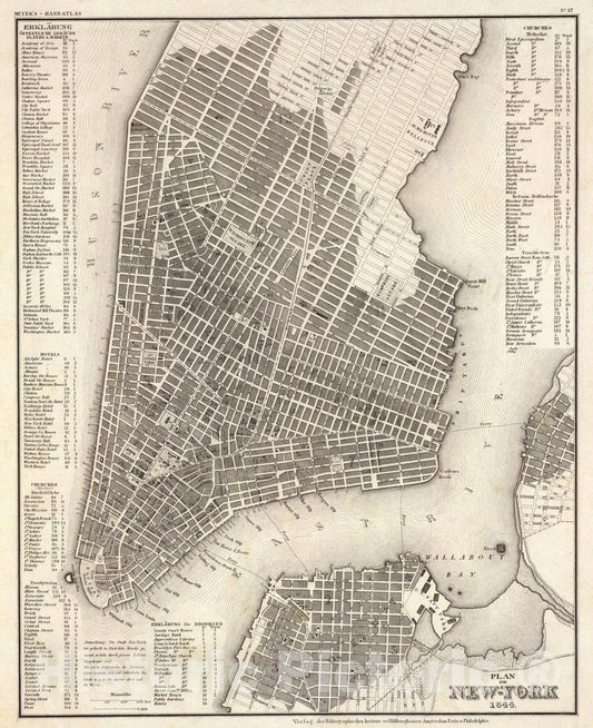 Historic Map : New-York, Plan von., 1844, Vintage Wall Art