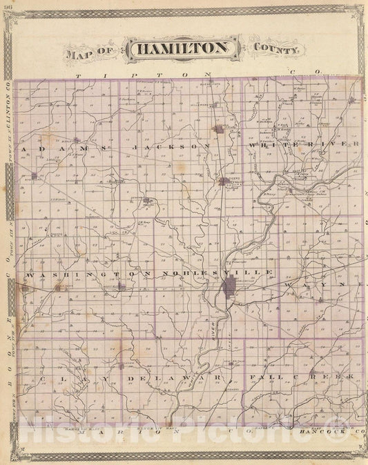 Historic Map : Map of Hamilton County., 1876, Vintage Wall Art