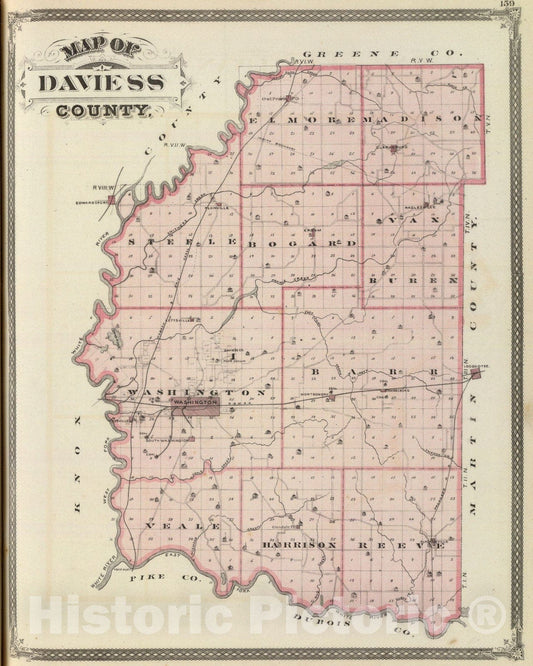 Historic Map : Map of Daviess County., 1876, Vintage Wall Art