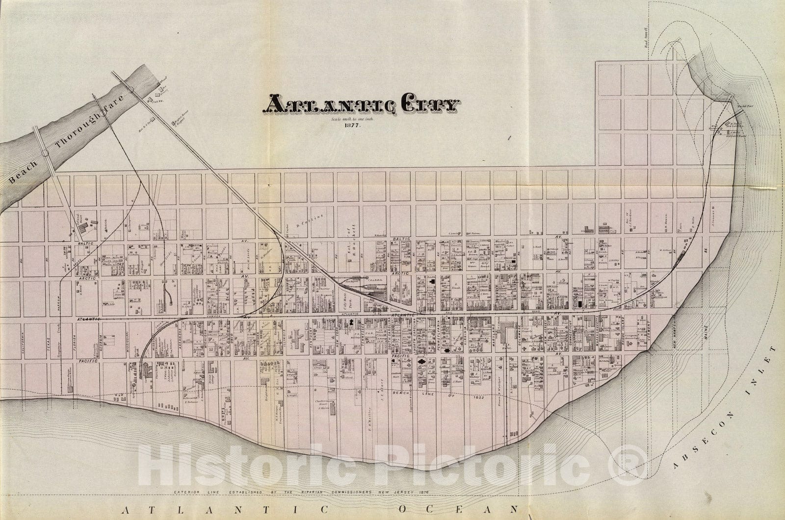Historic Map : Atlantic City., 1878, Vintage Wall Art