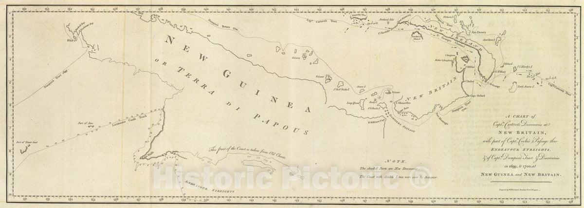 Historic Map : New Britain discoveries., 1773, Vintage Wall Art