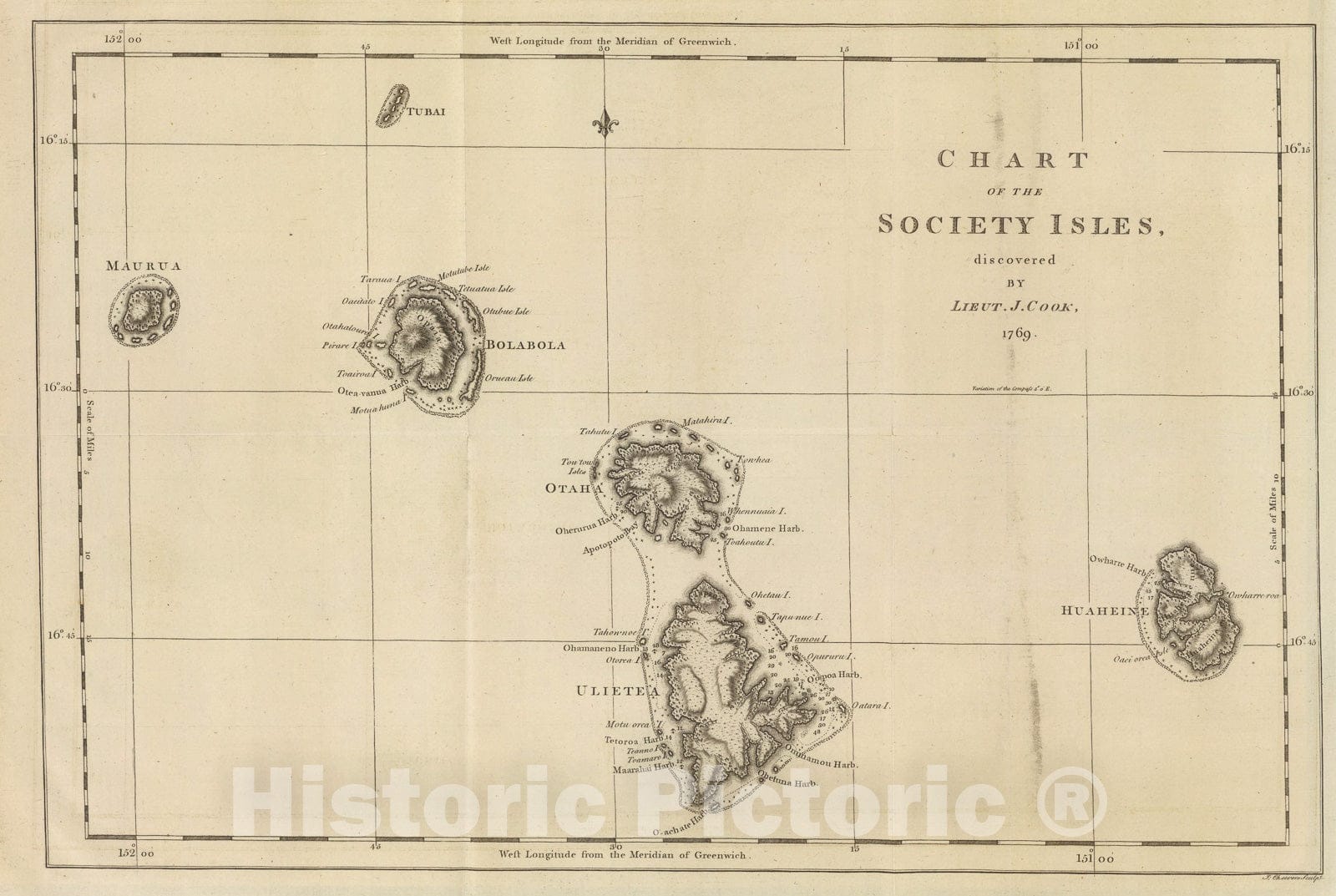 Historic Map : Society Isles., 1773, Vintage Wall Art