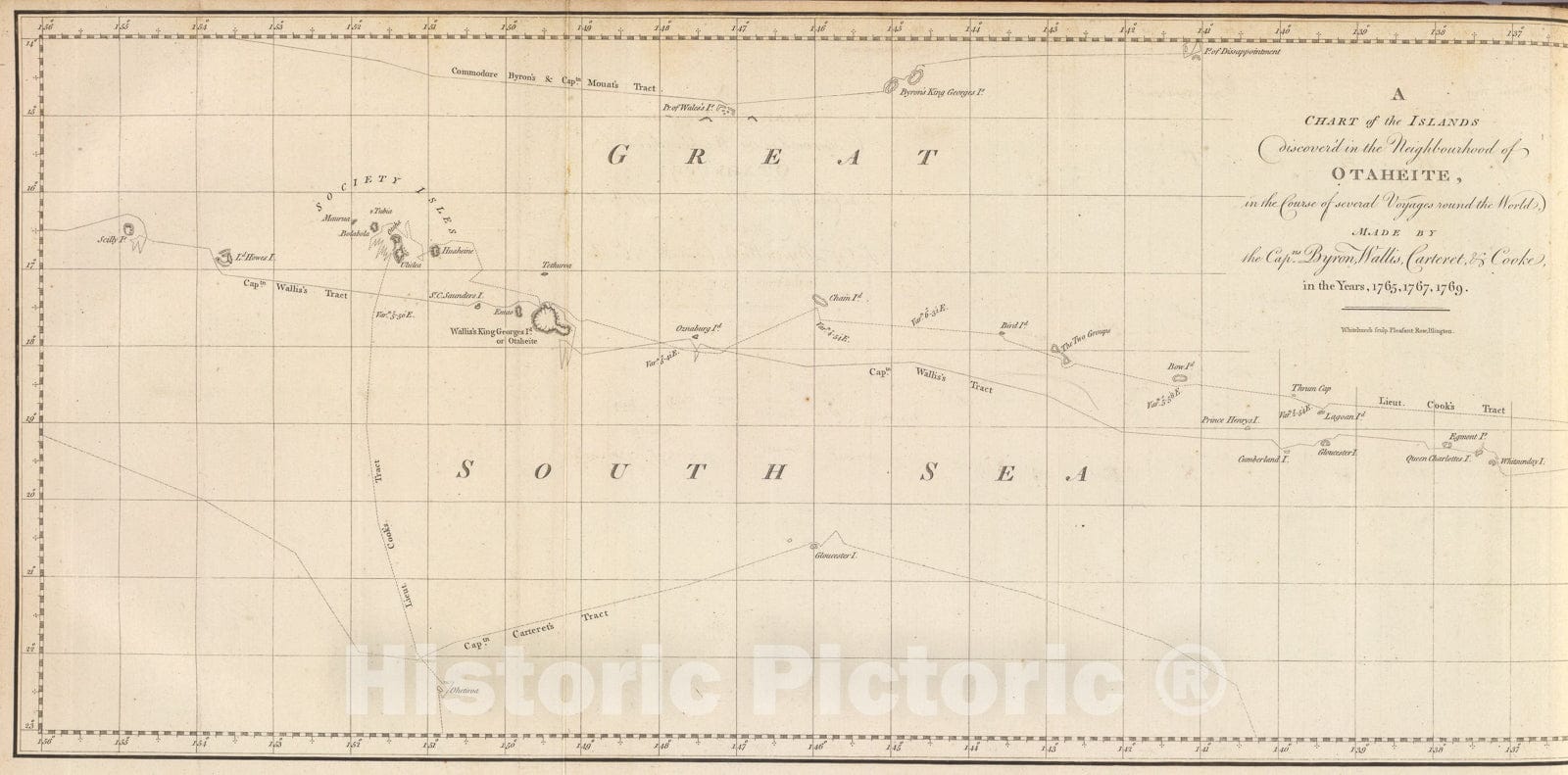 Historic Map : Islands Otaheite neighborhood., 1773, Vintage Wall Art
