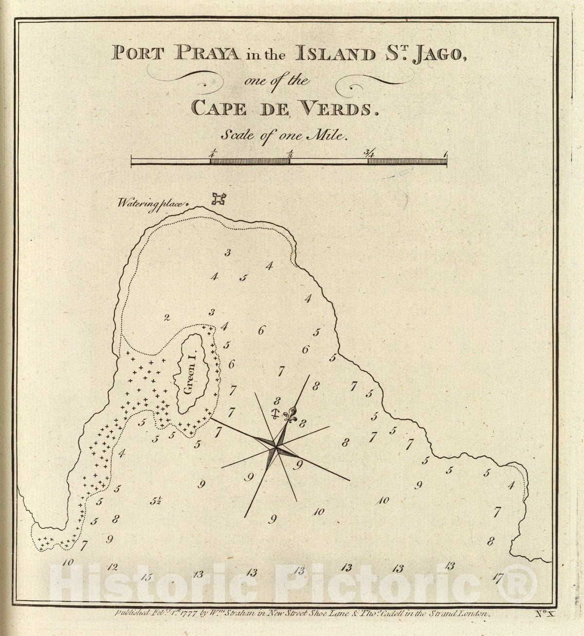 Historic Map : Port Praya, Cape de Verds., 1777, Vintage Wall Art