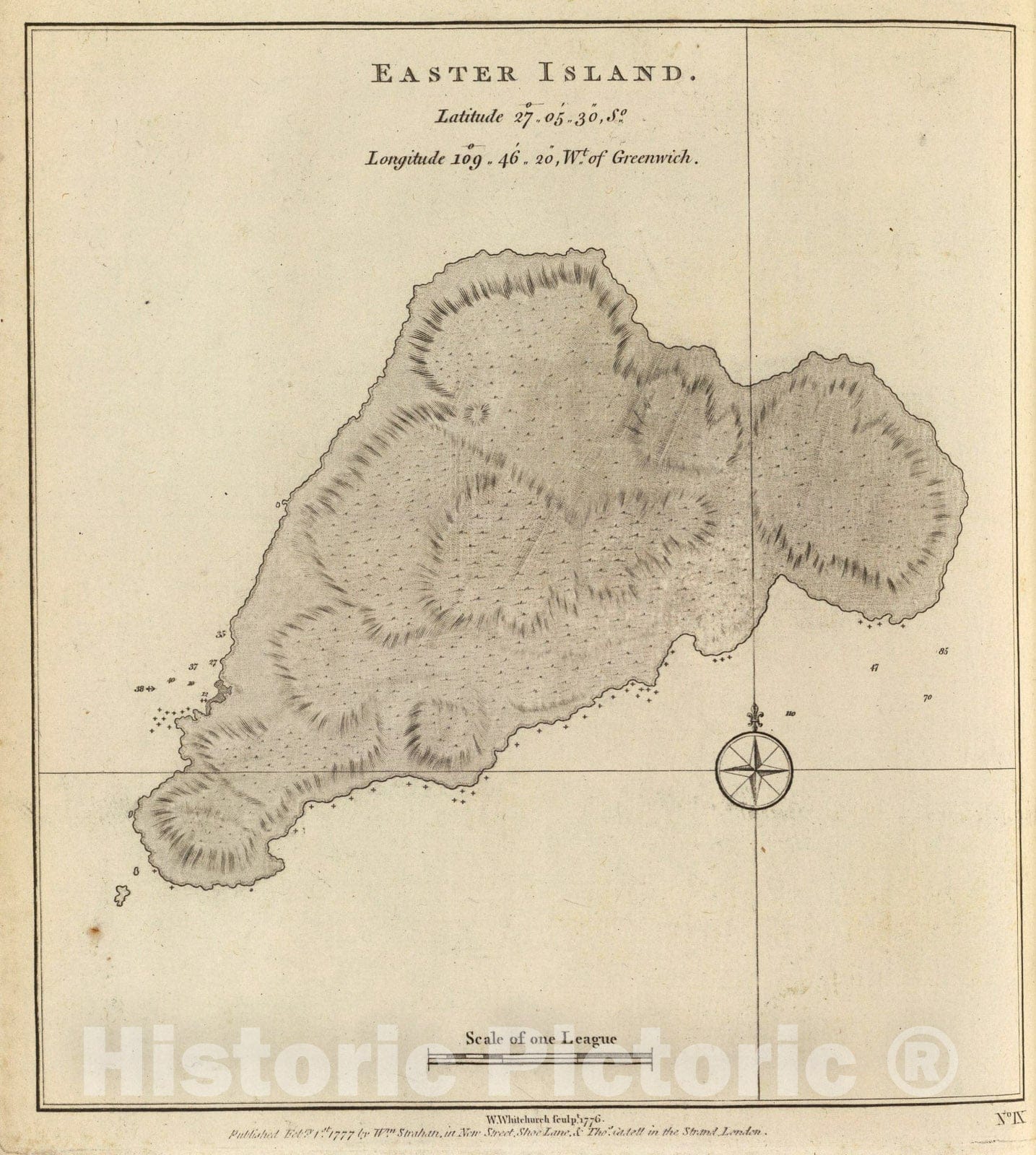 Historic Map : Easter Island., 1777, Vintage Wall Art