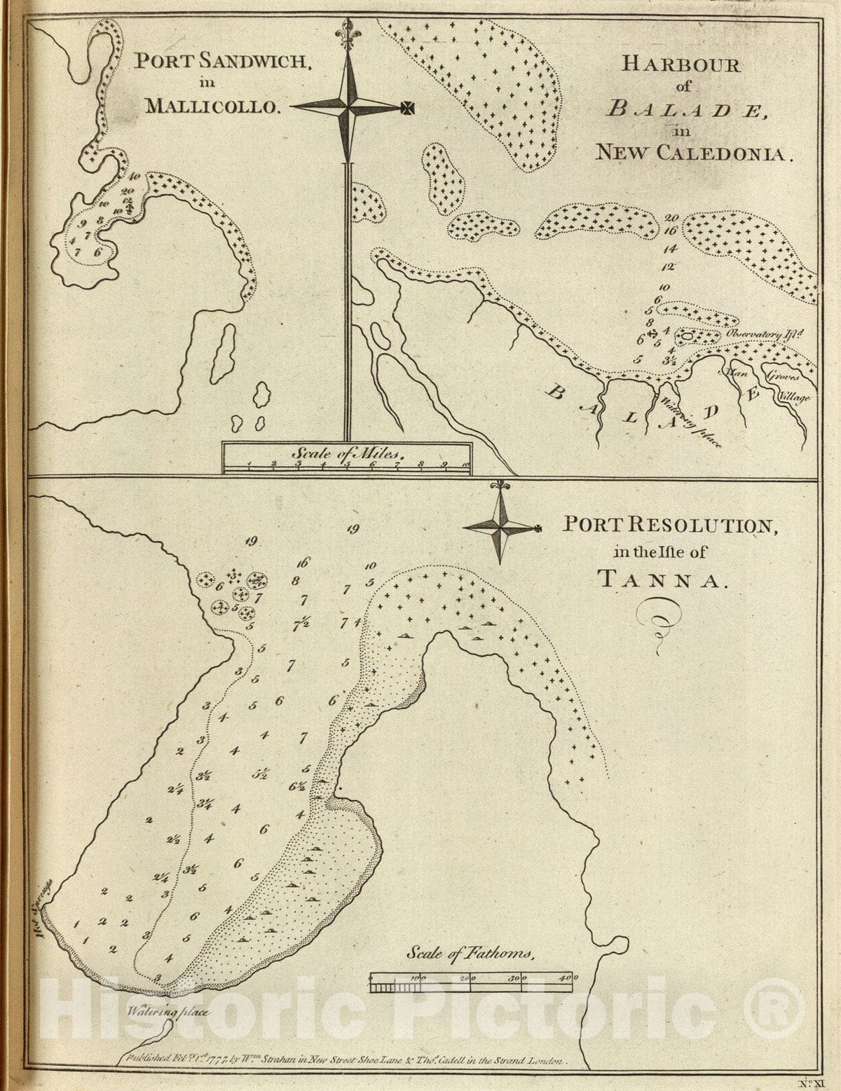 Historic Map : Port Resolution, Port Sandwich, Balade., 1777, Vintage Wall Art