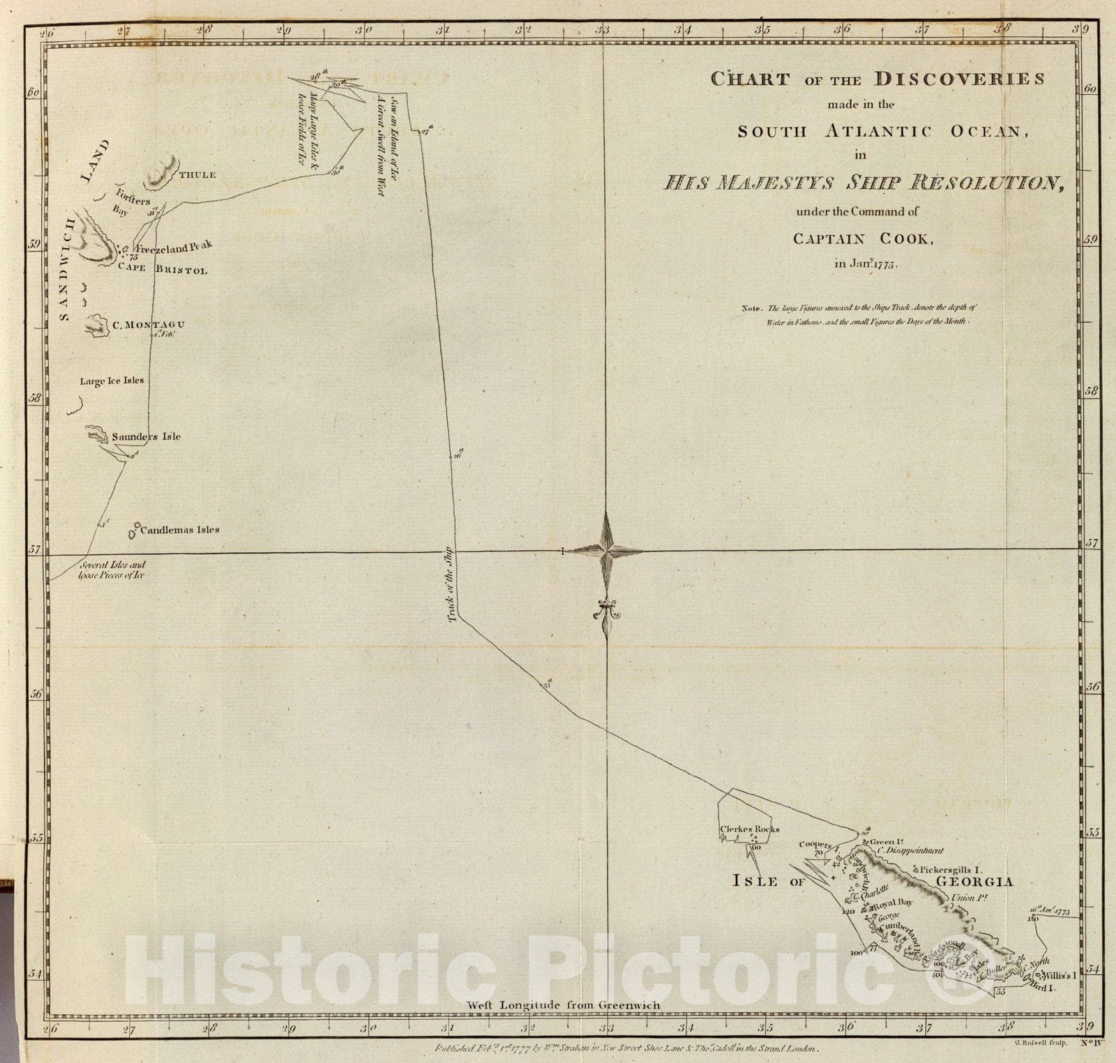 Historic Map : S. Atlantic discoveries., 1777, Vintage Wall Art