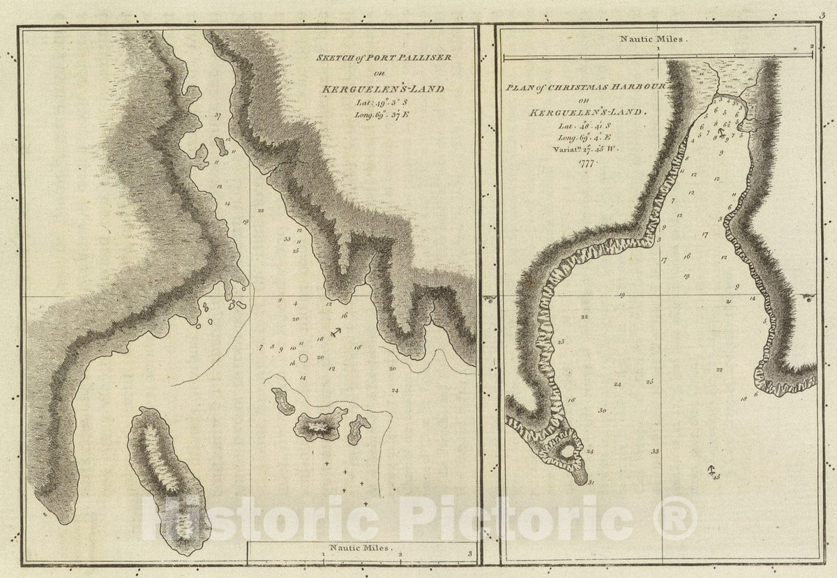 Historic Map : Port Palliser, Christmas Harbour., 1785, Vintage Wall Art