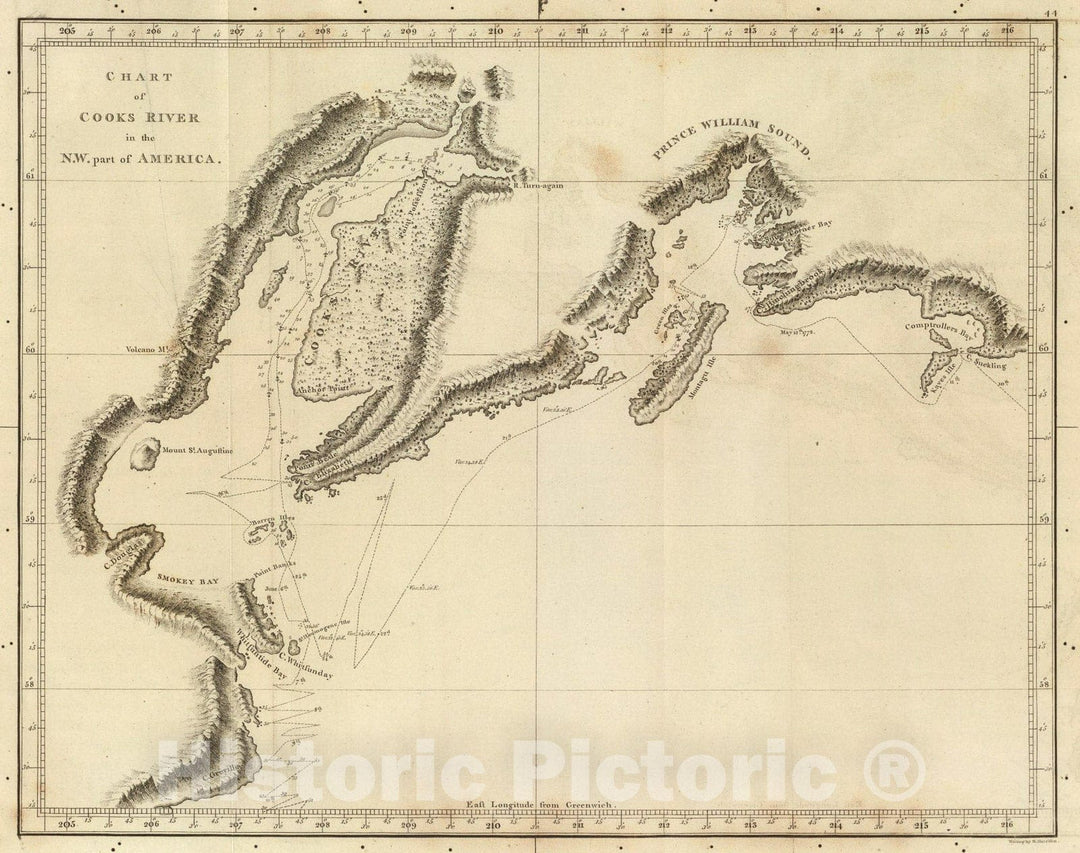 Historic Map : Cooks River., 1785, Vintage Wall Art