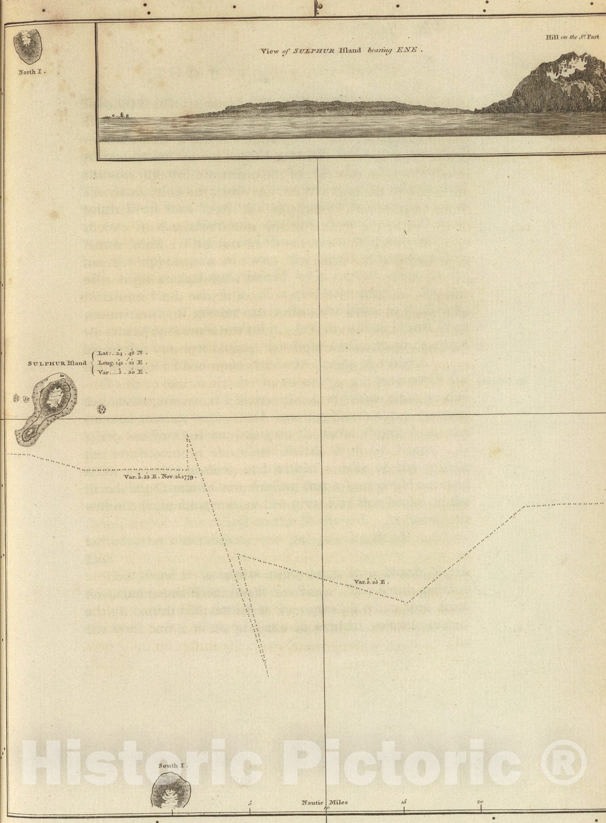 Historic Map : (Sulphur Island and vicinity), 1785, Vintage Wall Art