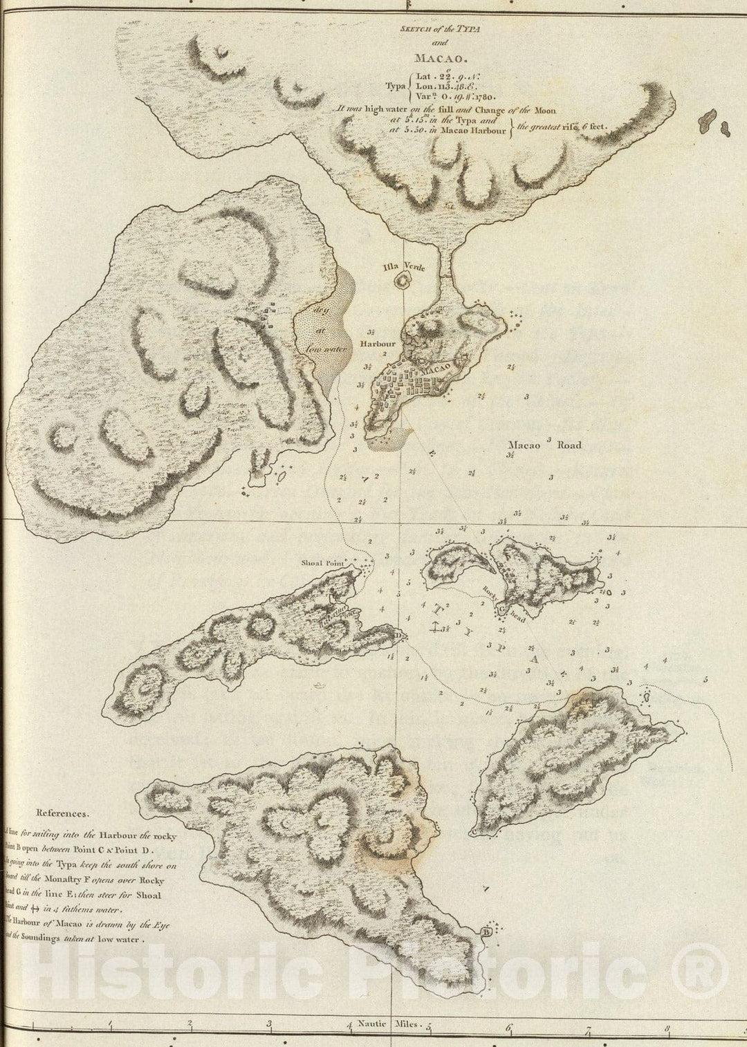 Historic Map : Typa, Macao., 1785, Vintage Wall Art