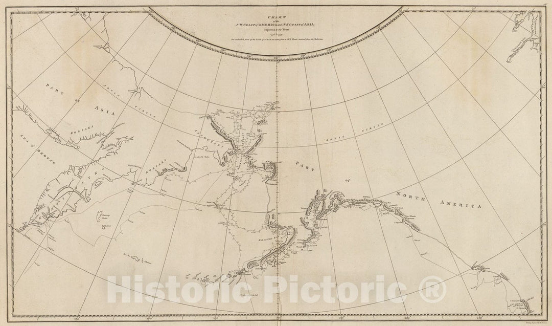 Historic Map : N.W. coast America, N.E. coast Asia., 1785, Vintage Wall Art