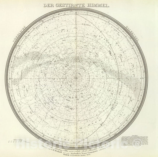 Historic Map : Gestirnte Himmel Nord., 1854, Vintage Wall Art