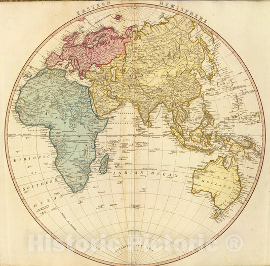 Historic Map : E. Hemisphere., 1802, Vintage Wall Art