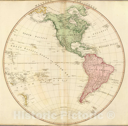 Historic Map : W. Hemisphere., 1802, Vintage Wall Art