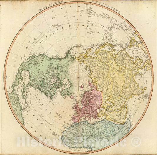 Historic Map : N. Hemisphere., 1802, Vintage Wall Art