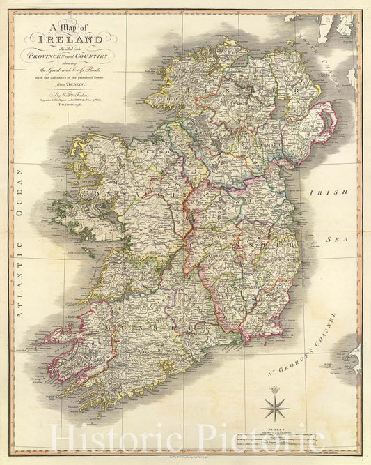 Historic Map : Ireland., 1798, Vintage Wall Art