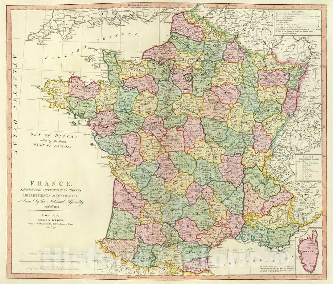 Historic Map : France., 1792, Vintage Wall Art