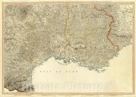 Historic Map : SE France., 1799, Vintage Wall Art