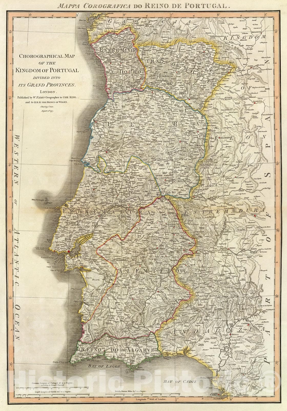 Historic Map : Portugal., 1797, Vintage Wall Art