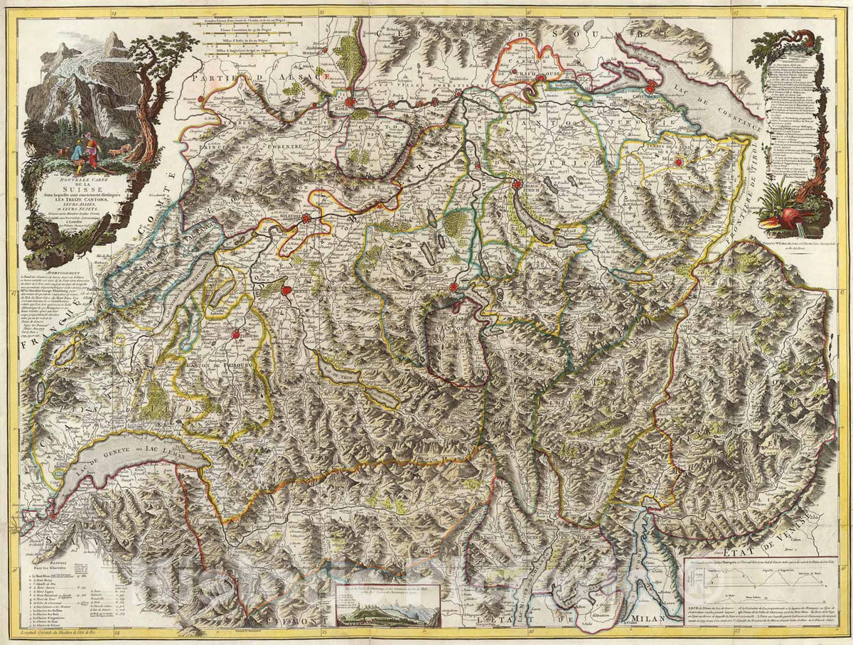Historic Map : Suisse., 1799, Vintage Wall Art