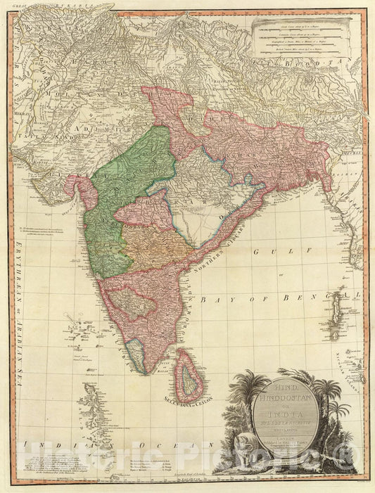 Historic Map : Hind, Hindoostan, or India., 1800, Vintage Wall Art