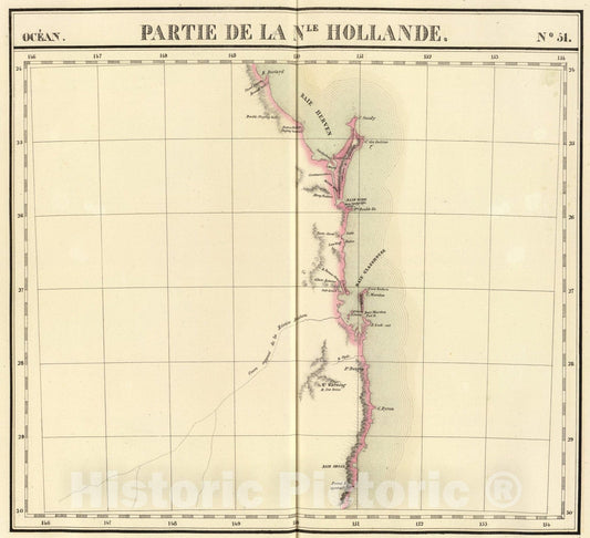 Historic Map : Partie, Nle. Hollande. Oceanique no. 51., 1827, Vintage Wall Art