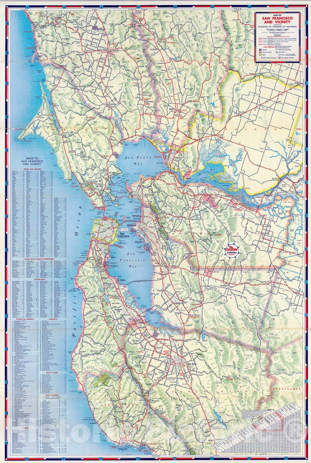 Historic Map : San Francisco and vicinity., 1953, Vintage Wall Art