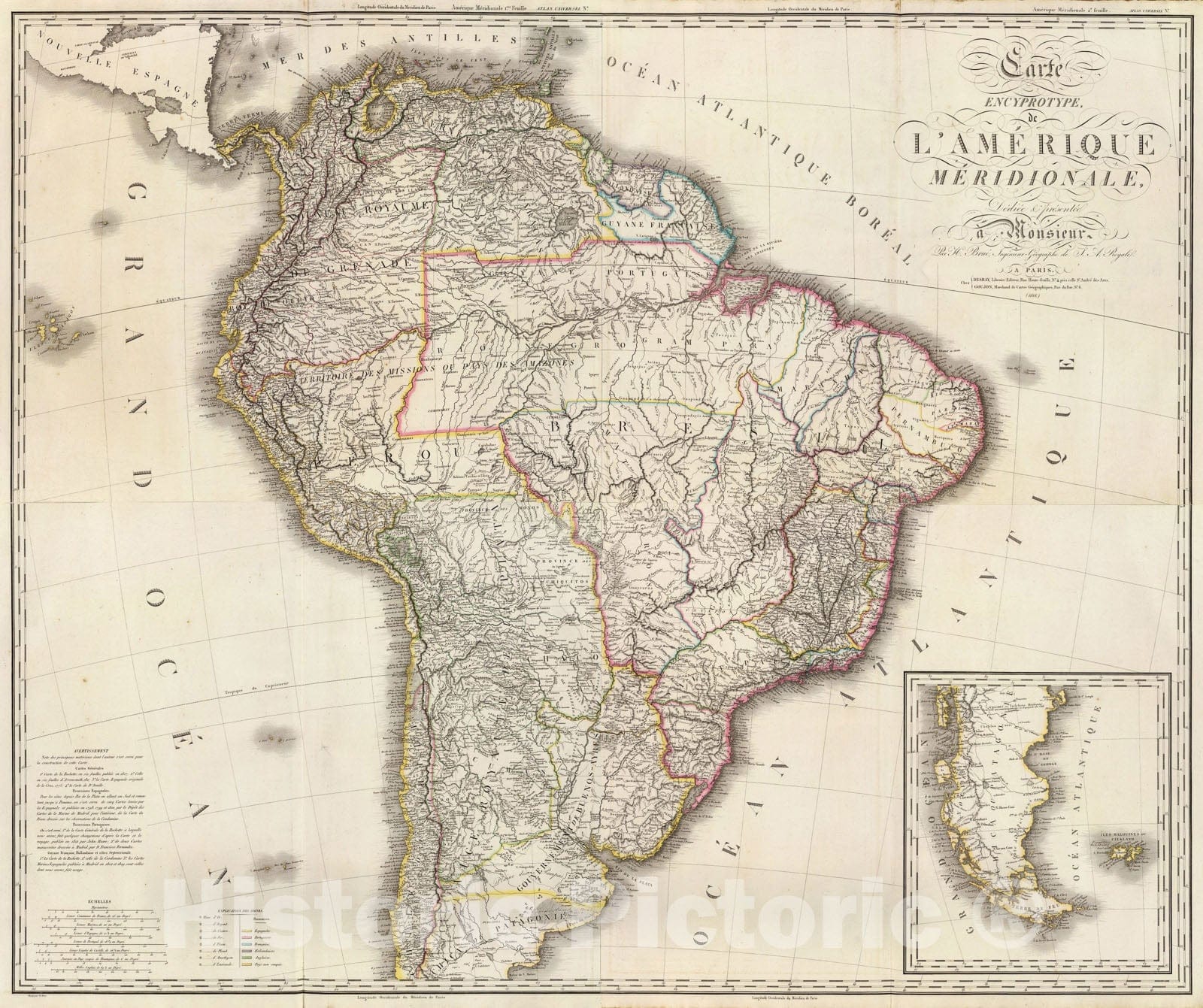 Historic Map : Composite: Amerique Meridionale., 1816, Vintage Wall Art