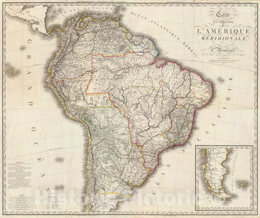 Historic Map : Composite: Amerique Meridionale., 1816, Vintage Wall Art