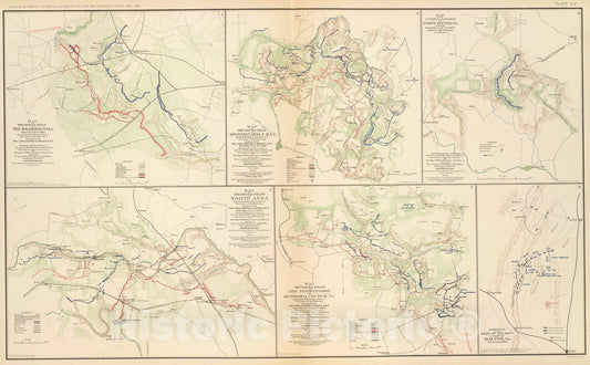 Historic Map : Wilderness, Va.; Spotsylvania C.H.; Todd's Tavern; North Anna; Totopotomoy, Bethesda Ch., Dalton, Ga., 1895, Vintage Wall Art