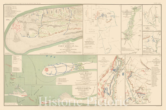 Civil War: Fort Morgan, Harrisburg, Fredericksburg - Road Map, 1895