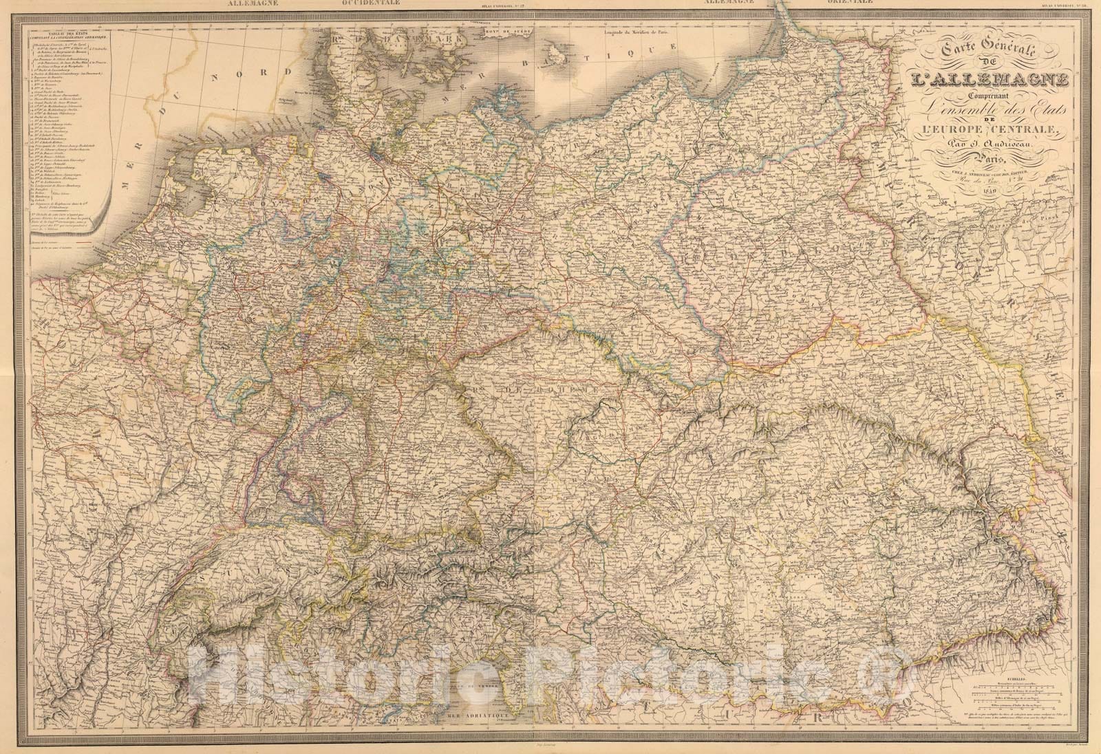 Historic Map : Composite: Allemagne., 1849, Vintage Wall Art