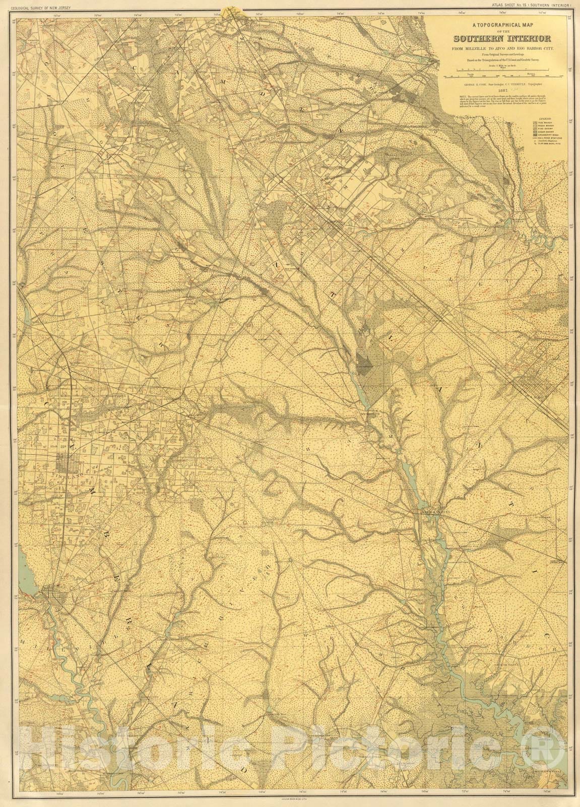 Historic Map : fifteen Southern interior., 1888, Vintage Wall Art