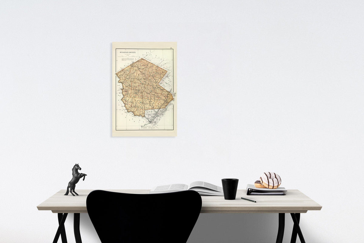 Sullivan County, New York - Railroad Map, 1895 - Historical Map Print