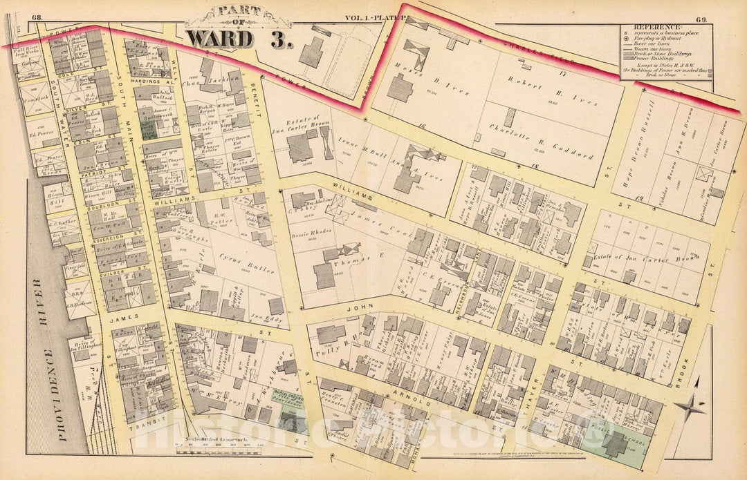 Historic Map : v.1 pl.P Ward 3., 1875, Vintage Wall Art