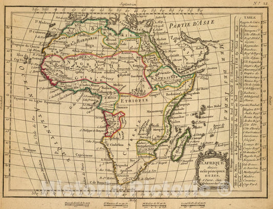 Historic Map : L'Afrique., 1800, Vintage Wall Art