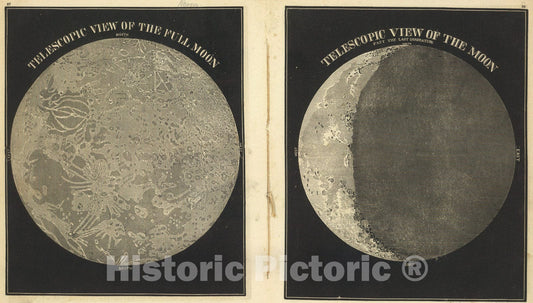 Historic Map : Full Moon, Old Moon, 1850, Vintage Wall Art