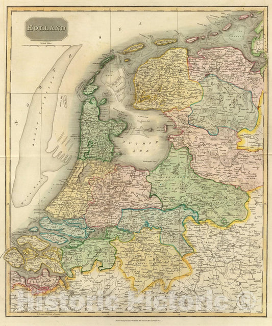 Historic Map : Holland., 1814, Vintage Wall Art
