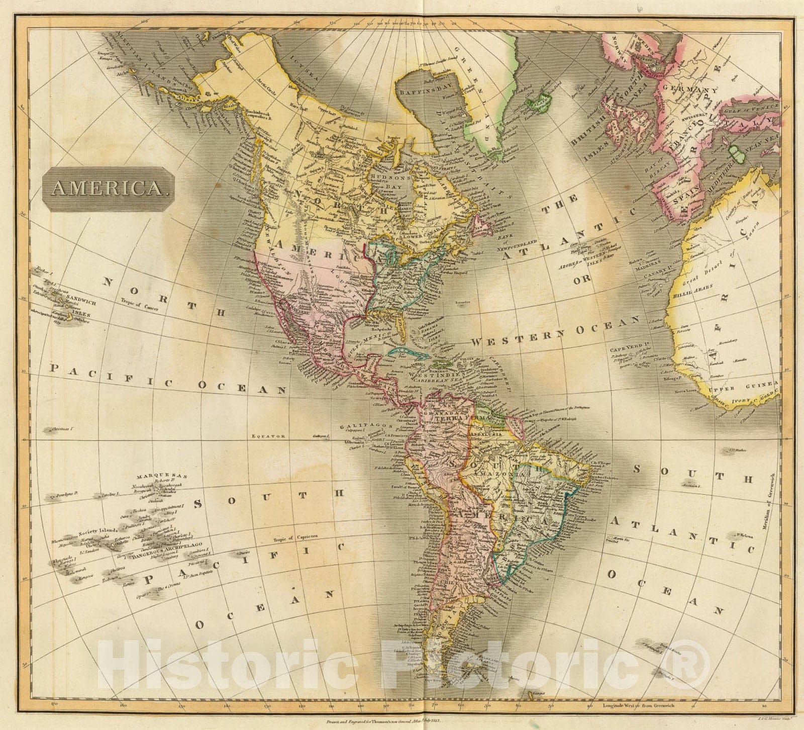 Historic Map : America., 1813, Vintage Wall Art