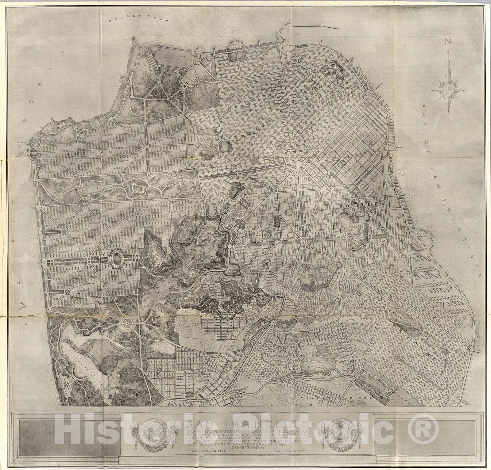 Historic Map : San Francisco plan., 1905, Vintage Wall Art