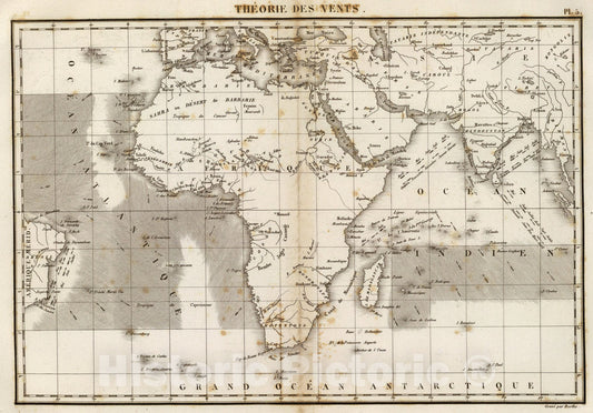 Historic Map : Vents (Afrique), 1827, Vintage Wall Art