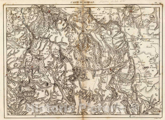 Historic Map : Morvan., 1827, Vintage Wall Art