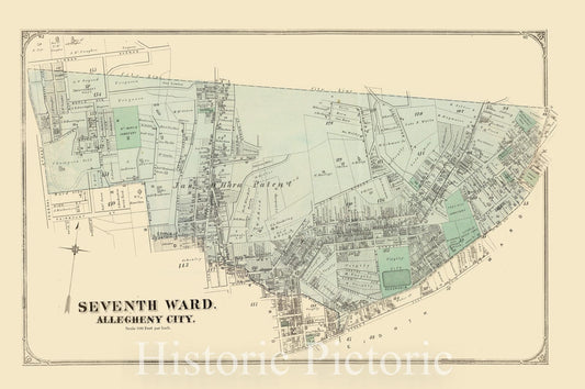 Seventh Ward, Allegheny City, Pennsylvania 1872 - Historical Map Print