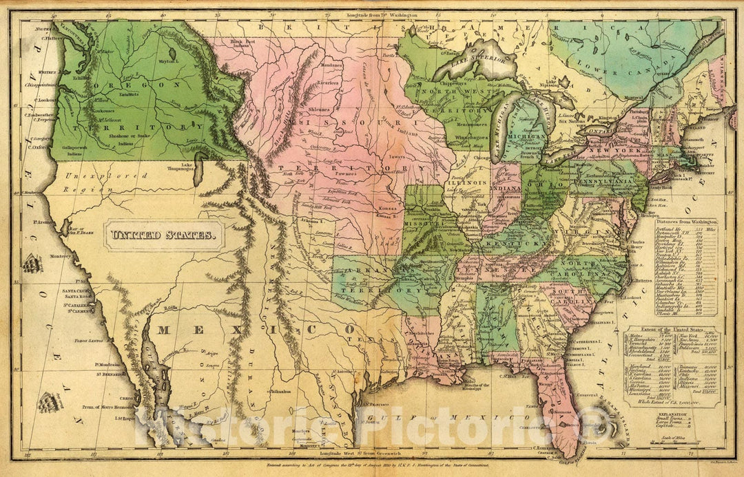 Historic Map : United States., 1830, Vintage Wall Art