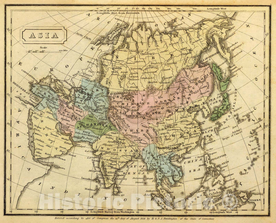 Historic Map : Asia., 1830, Vintage Wall Art