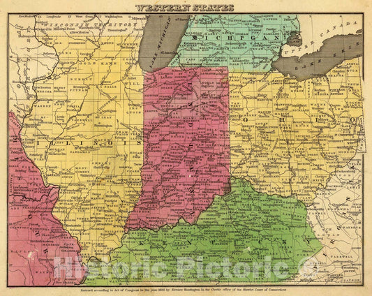 Historic Map : Western States., 1836, Vintage Wall Art