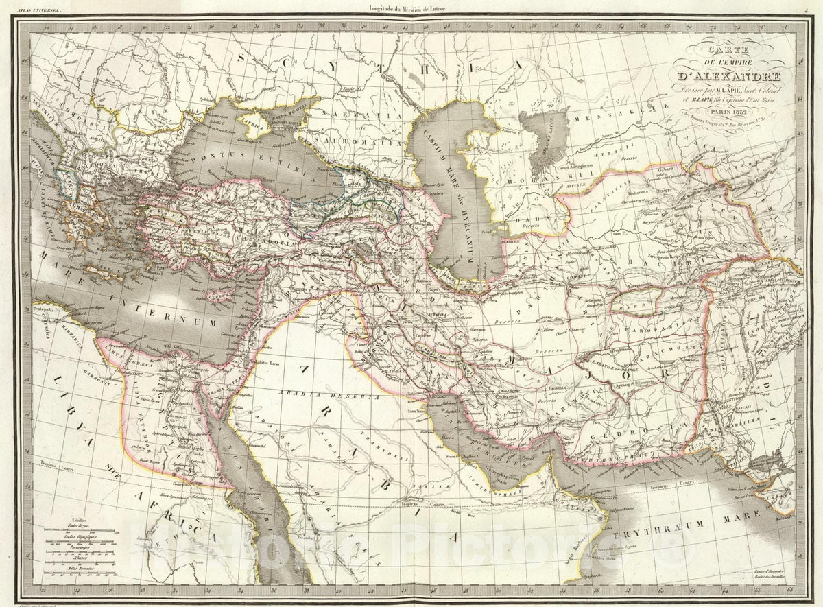 Historic Map : L'Empire d'Alexandre., 1832, Vintage Wall Art